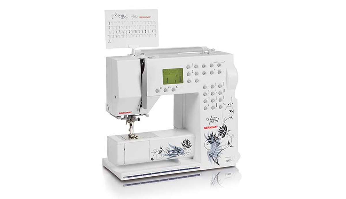 Bernina White Pearl sewing machine with embroidery template