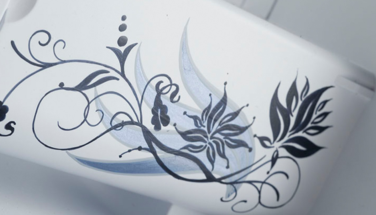 Bernina White Pearl floral decoration detail